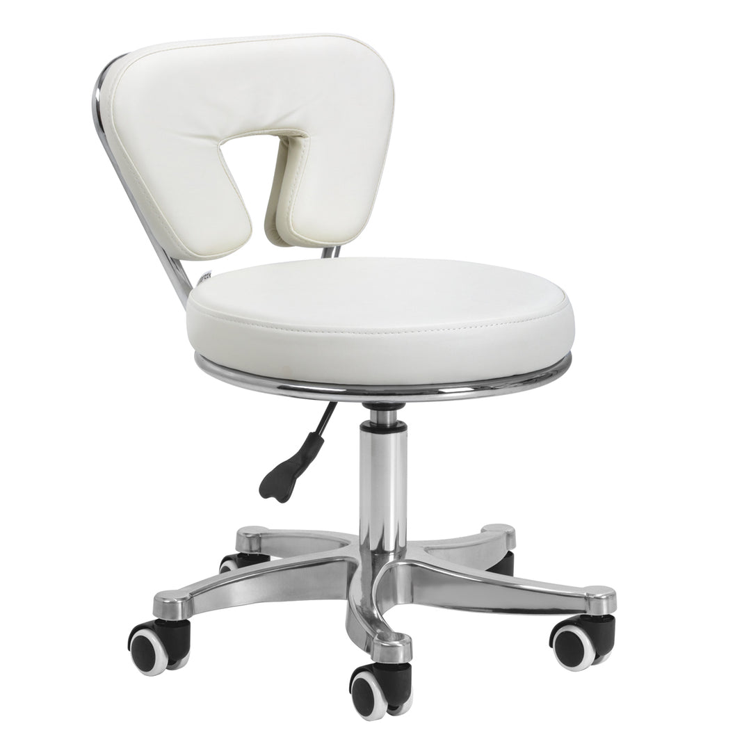 Rollhocker Höhenverstellbar mit Lehne 9266 Weiß