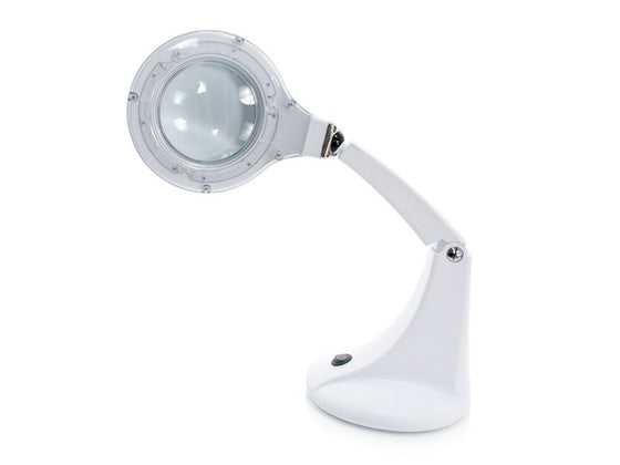 Lupenlampe LED 30 SMD 5D mit Standfuß Elegante Mini Weiß