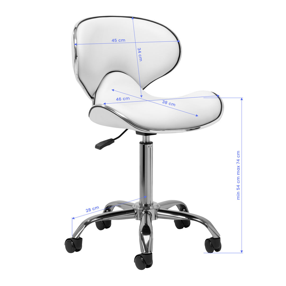 Rollhocker Höhenverstellbar mit Lehne Gabbiano Q-4599 Weiß - Bild 8