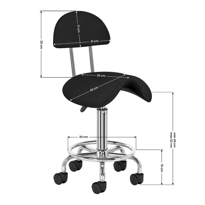 Sattelhocker mit Lehne 6001 Schwarz - Bild 8