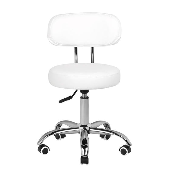 Arbeitshocker Höhenverstellbar mit Lehne Eco Leder A-007 Weiß