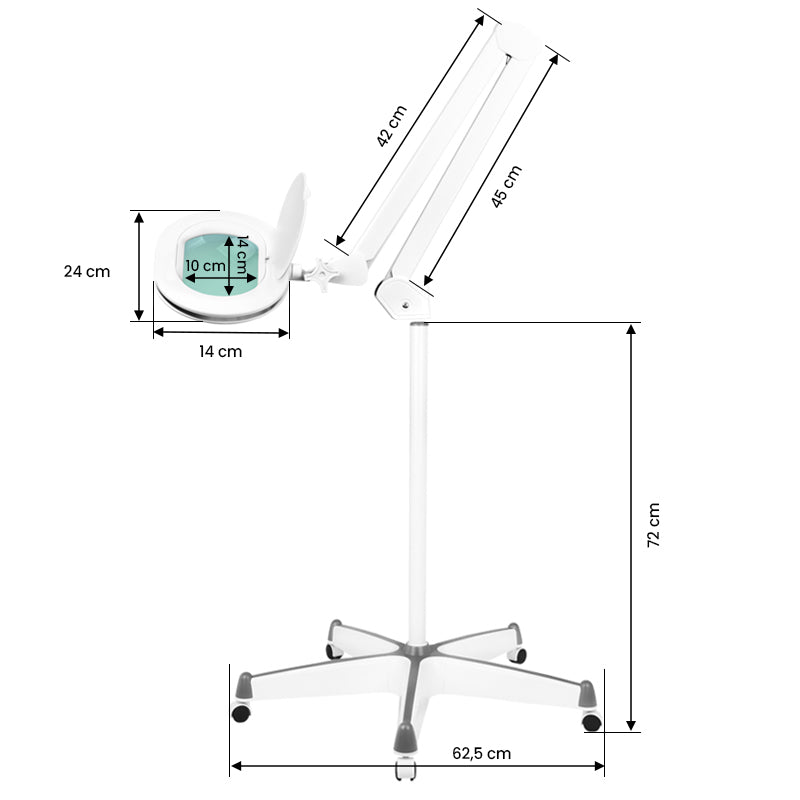 Lupenlampe LED 60 SMD 5D mit Standfuß Einstellbare Lichtstärke Elegante 6028 Weiß - Bild 7