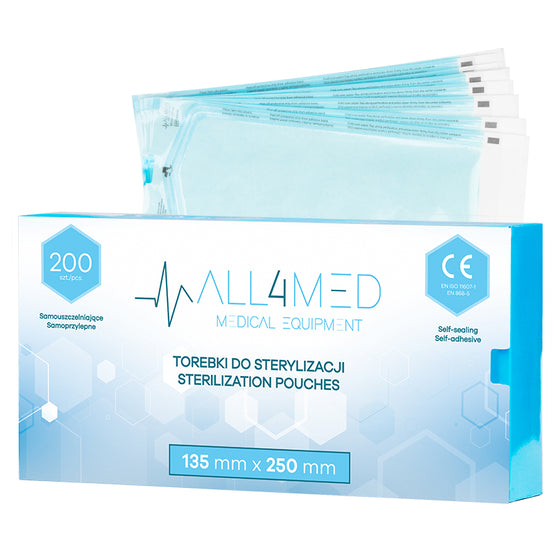 Sterilisationsbeutel für Autoklaven All4Med 135 × 250 mm – 200 Stück