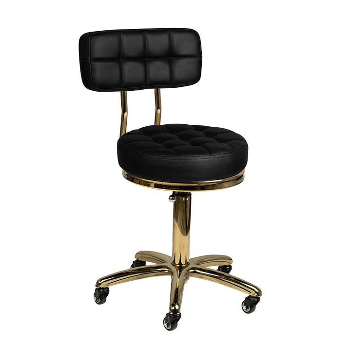 Arbeitshocker Höhenverstellbar mit Lehne AM-961 Gold Schwarz