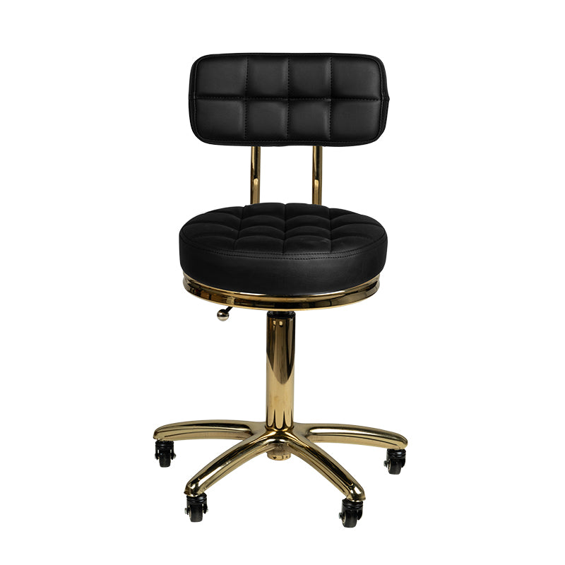 Arbeitshocker Höhenverstellbar mit Lehne AM-961 Gold Schwarz - Bild 2