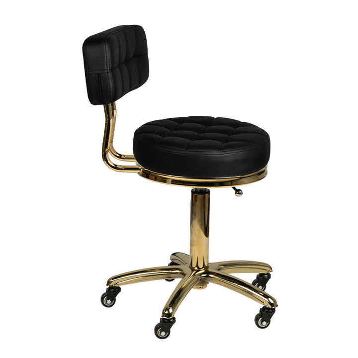Arbeitshocker Höhenverstellbar mit Lehne AM-961 Gold Schwarz - Bild 3