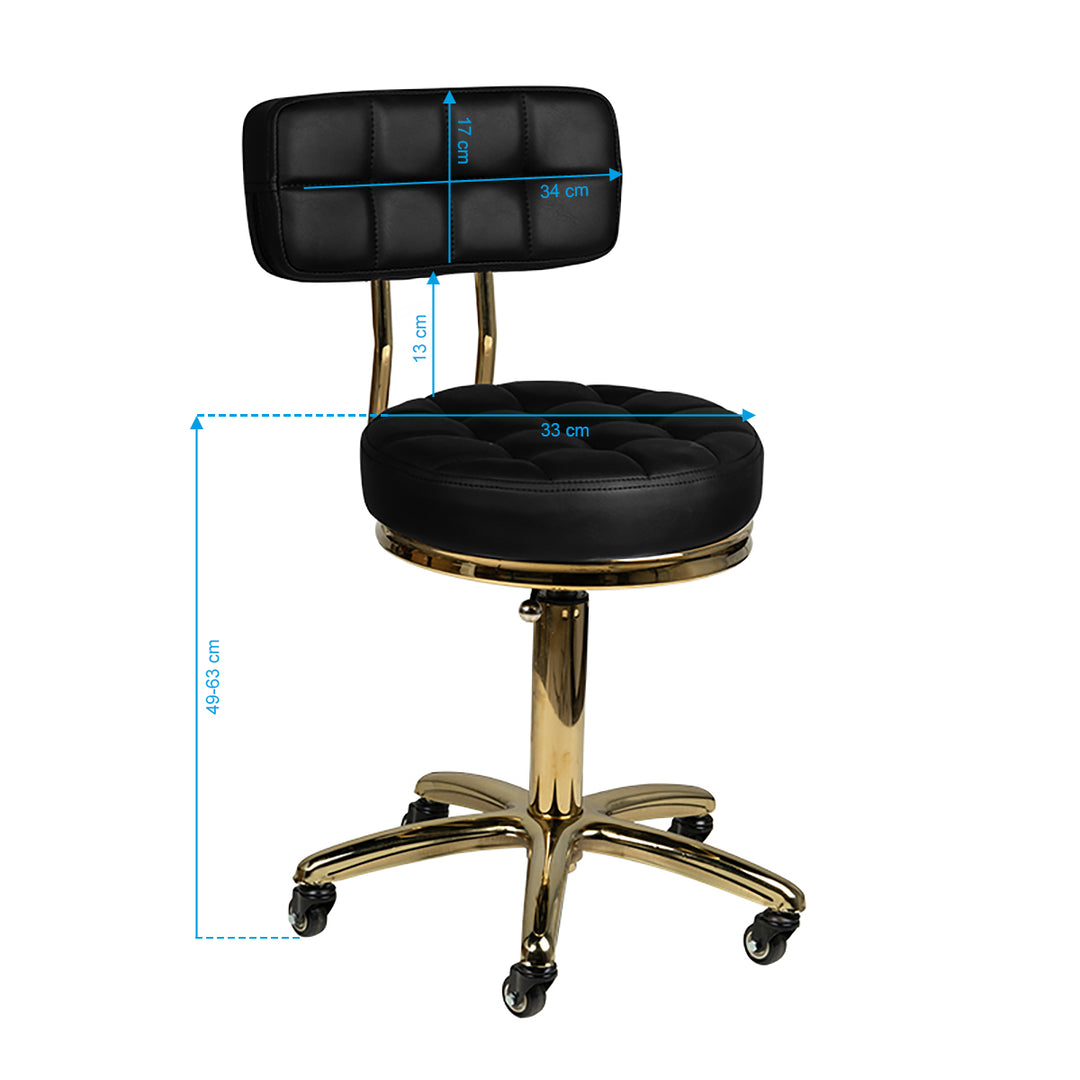 Arbeitshocker Höhenverstellbar mit Lehne AM-961 Gold Schwarz - Bild 5