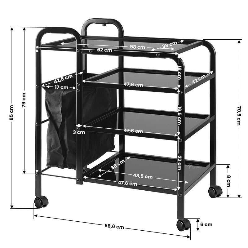 Kosmetikwagen Giovanni 1031 Schwarz - Bild 6