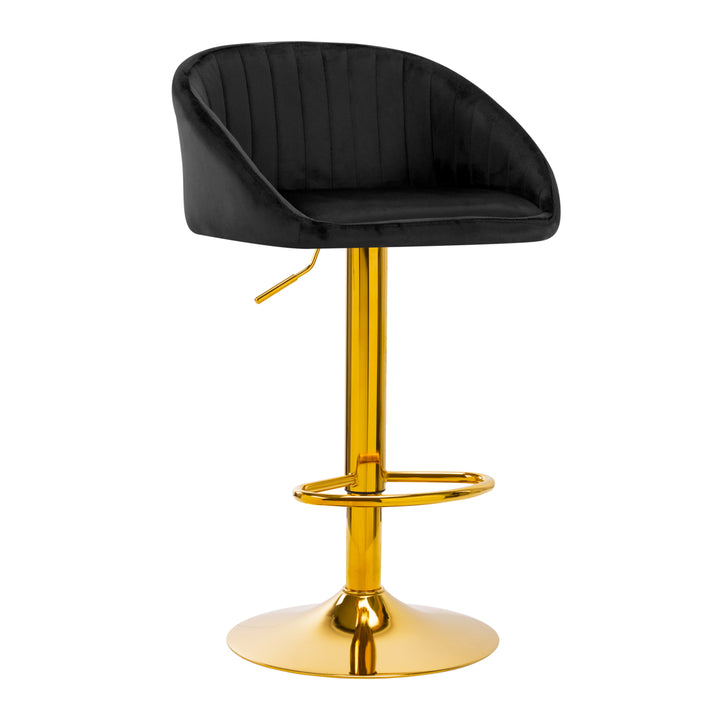 Barhocker QS-B16G Samt Gold Schwarz 1