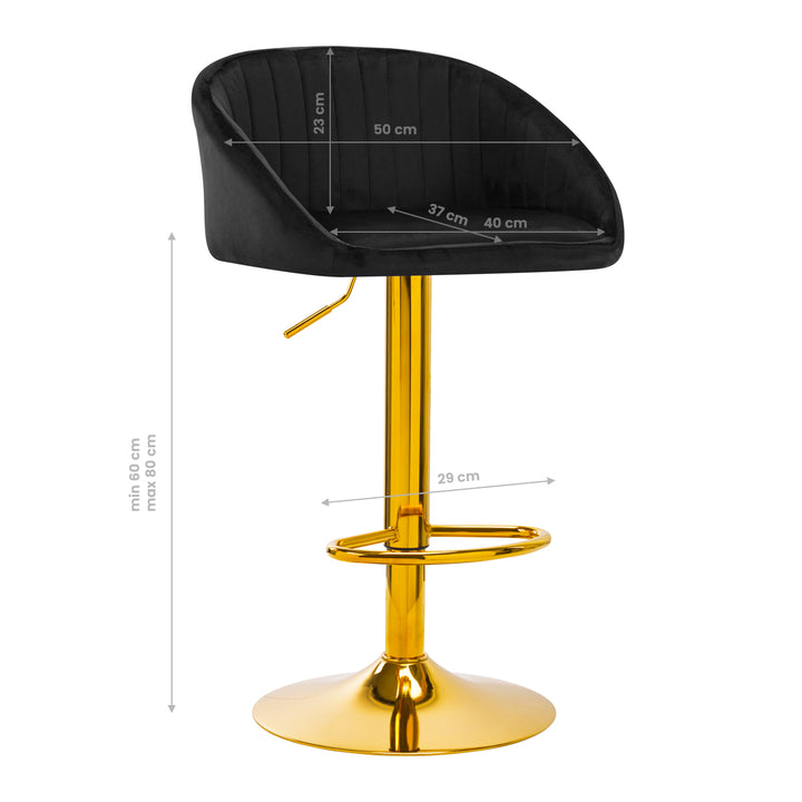 Barhocker QS-B16G Samt Gold Schwarz 6