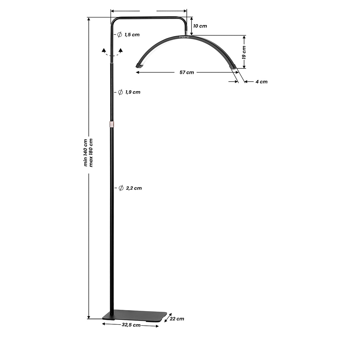 Wimpernlampe LED mit Stativ und einstellbarer Farb- und Lichtintensität Momo Moon MX6 Schwarz - Bild 13
