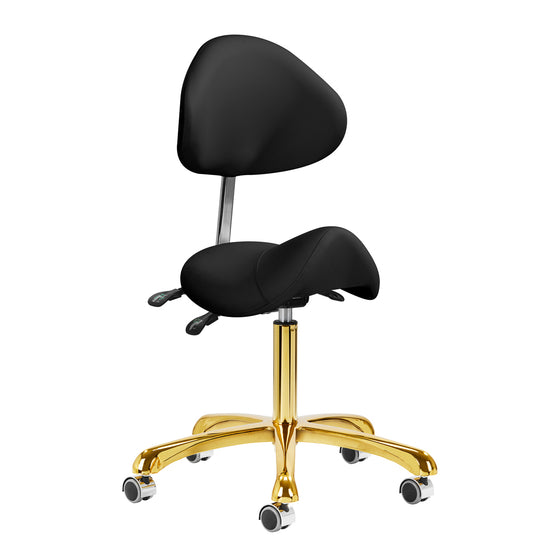 Sattelhocker Höhenverstellbar mit Lehne 1004 Giovanni Gold-Schwarz