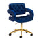 Stuhl Samt Höhenverstellbar mit Lehne 4Rico QS-OF213G Gold-Marineblau
