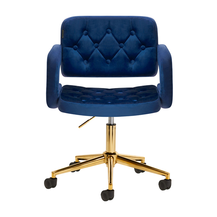 Stuhl Samt Höhenverstellbar mit Lehne 4Rico QS-OF213G Gold-Marineblau - Bild 2