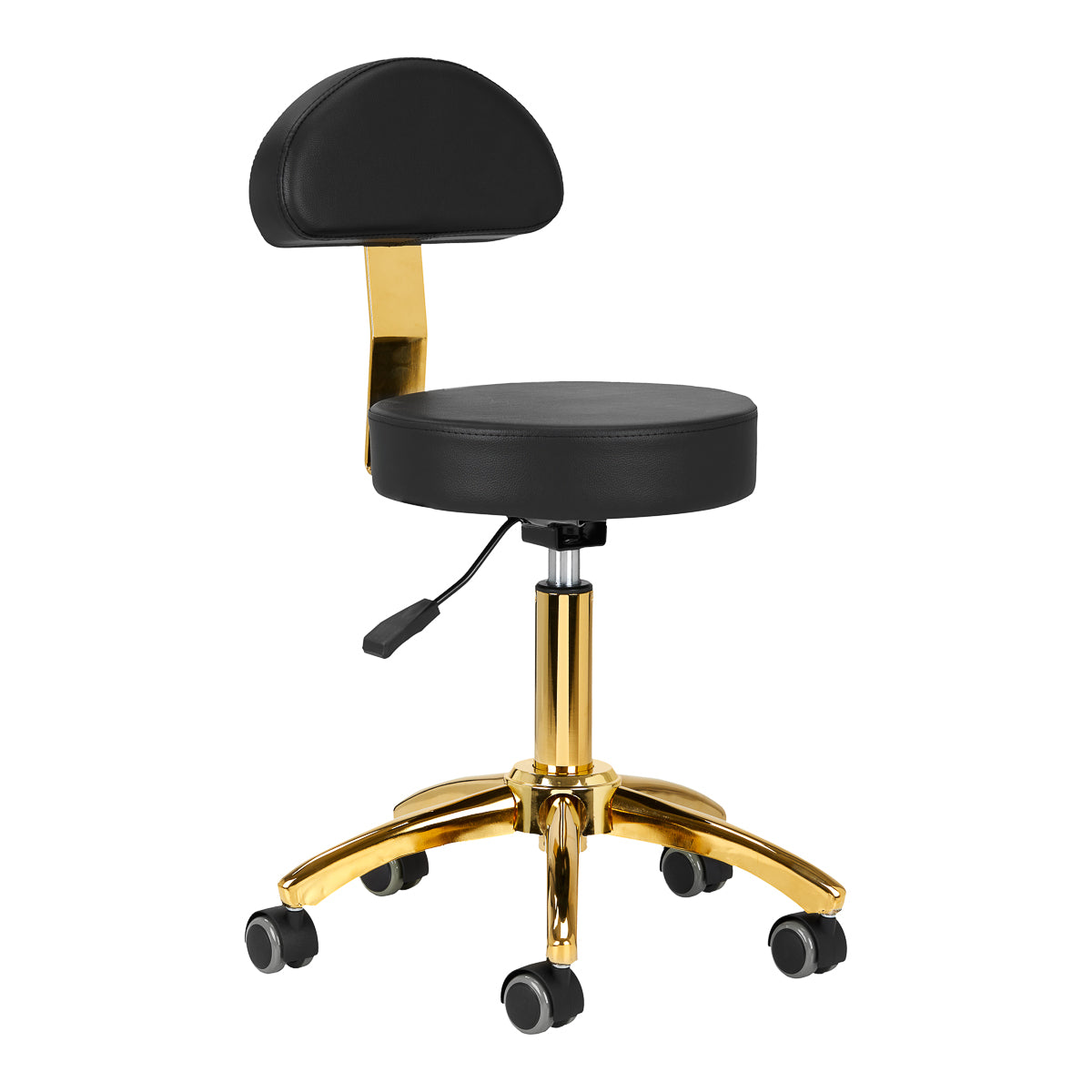 Rollhocker Höhenverstellbar mit Lehne AM-304G Gold-Schwarz