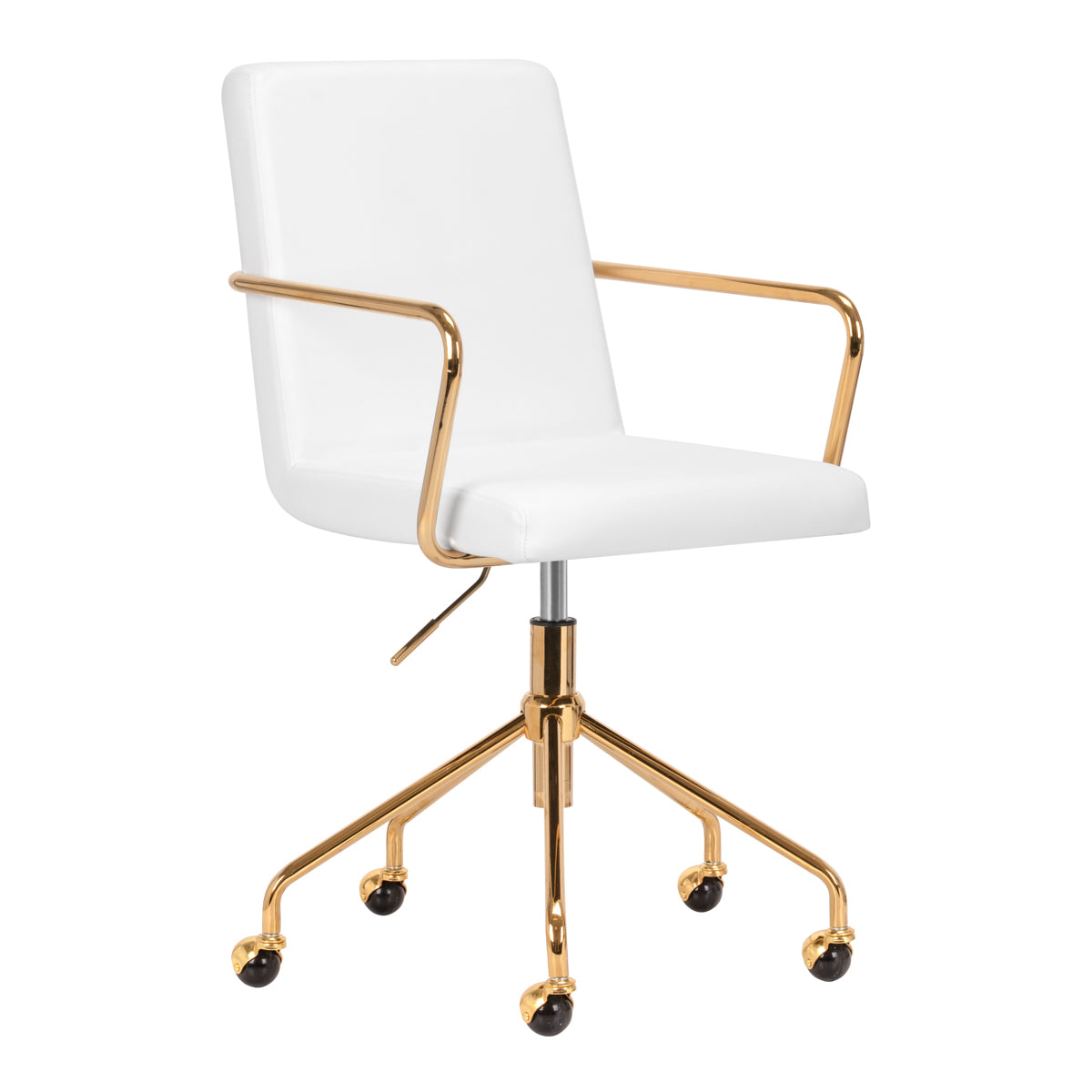 Drehstuhl Höhenverstellbar mit Lehne QS-OF211G Gold-Weiß