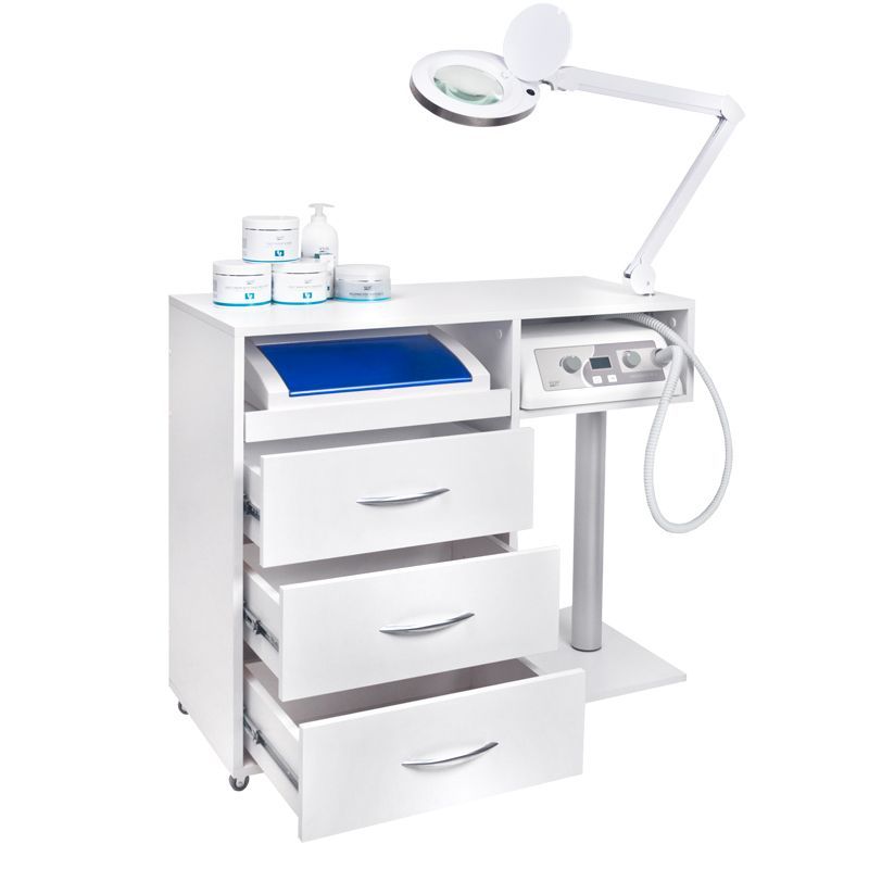 Podologie Set Y-300 mit Rollwagen, Nagelfräser, Lupenlampe und UV-C-Gerät