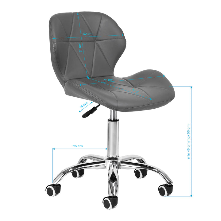 Salonstuhl Höhenverstellbar mit Lehne und Rollen 4Rico QS-06 Grau - Bild 8