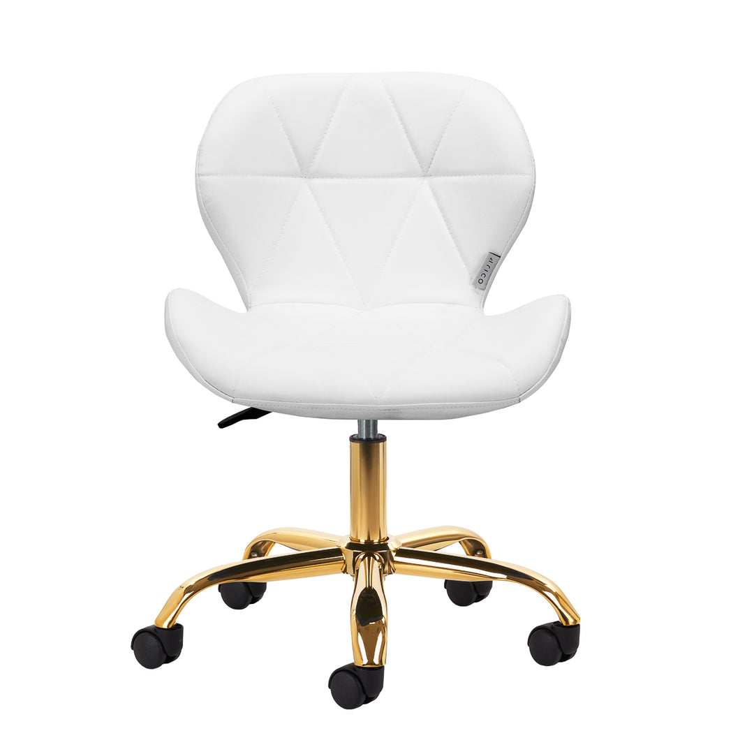 Salonstuhl Höhenverstellbar mit Lehne und Rollen 4Rico QS-06 Gold-Weiß - Bild 2