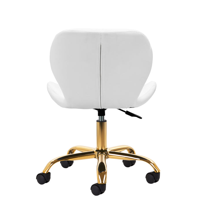Salonstuhl Höhenverstellbar mit Lehne und Rollen 4Rico QS-06 Gold-Weiß - Bild 4