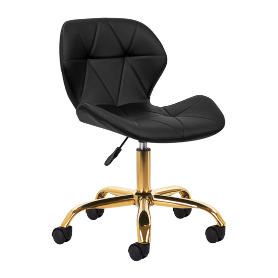 Salonstuhl Höhenverstellbar mit Lehne und Rollen 4Rico QS-06 Gold-Schwarz