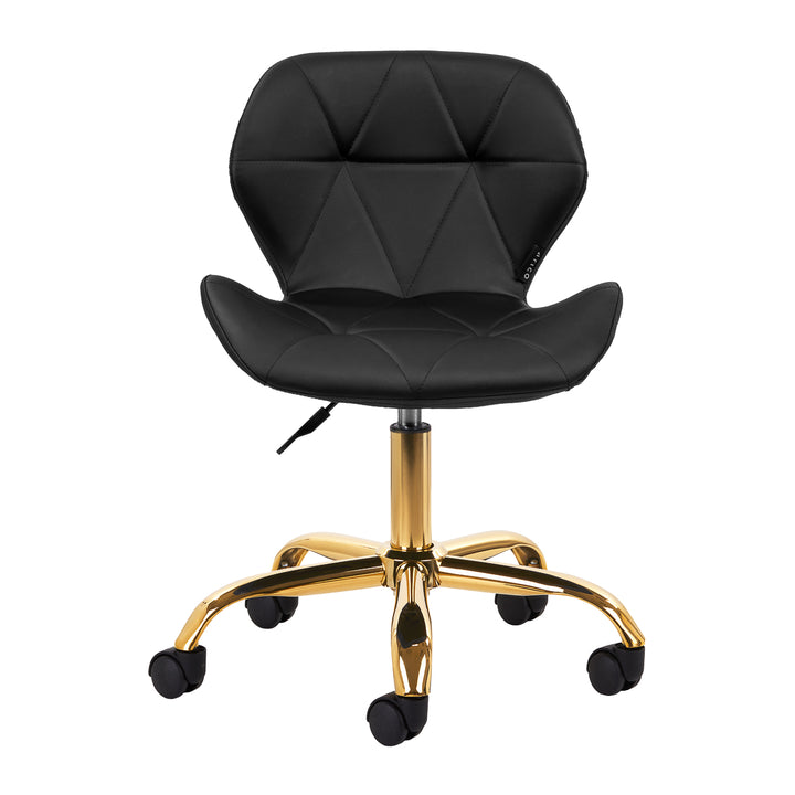 Salonstuhl Höhenverstellbar mit Lehne und Rollen 4Rico QS-06 Gold-Schwarz - Bild 2
