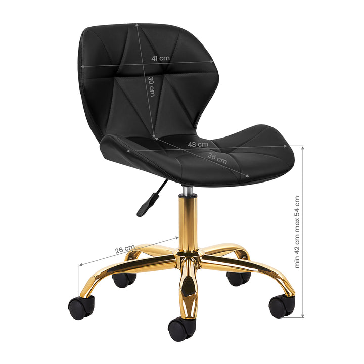 Salonstuhl Höhenverstellbar mit Lehne und Rollen 4Rico QS-06 Gold-Schwarz - Bild 7
