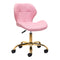 Salonstuhl Höhenverstellbar mit Lehne und Rollen 4Rico QS-06 Gold-Rosa