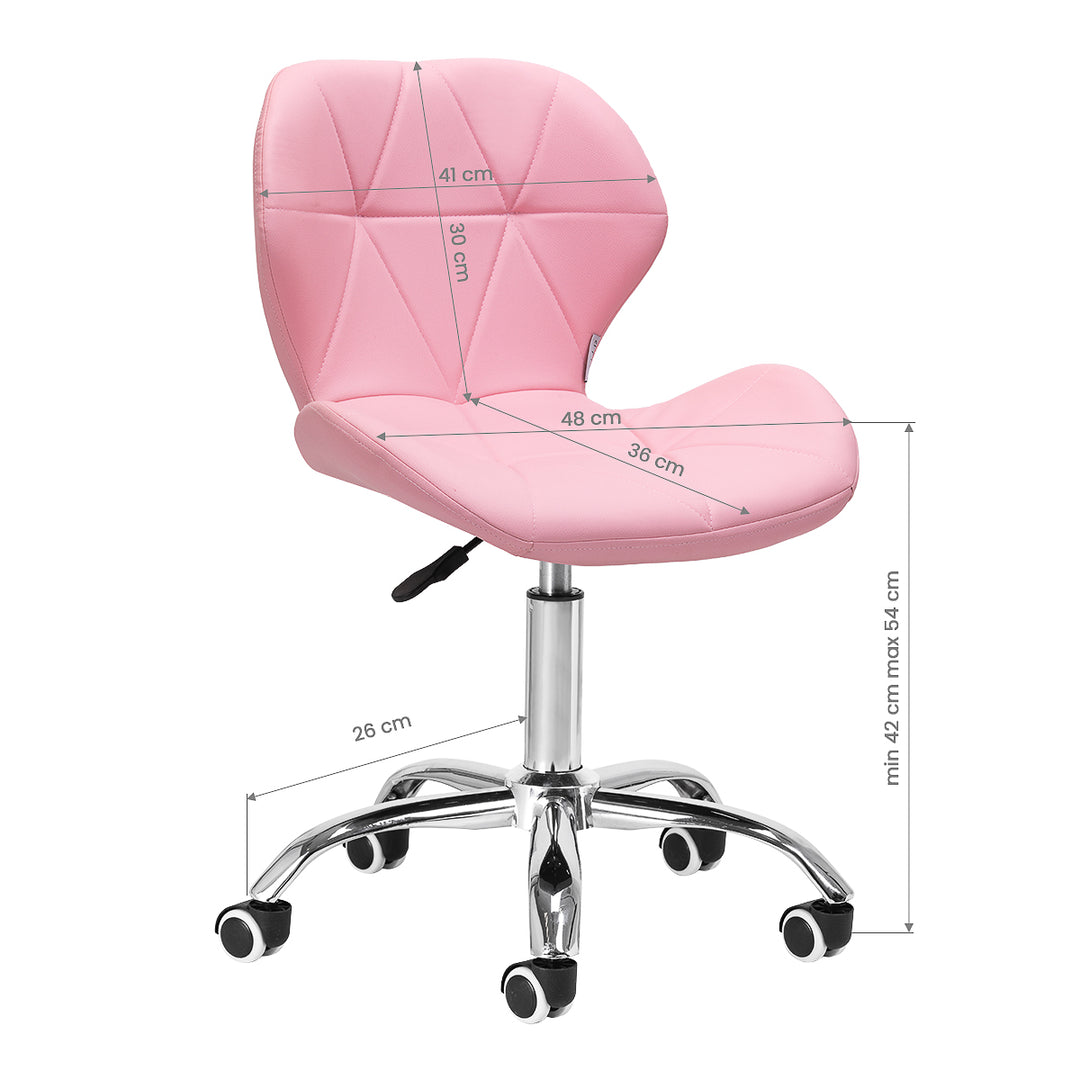 Salonstuhl Höhenverstellbar mit Lehne und Rollen 4Rico QS-06 Rosa - Bild 7
