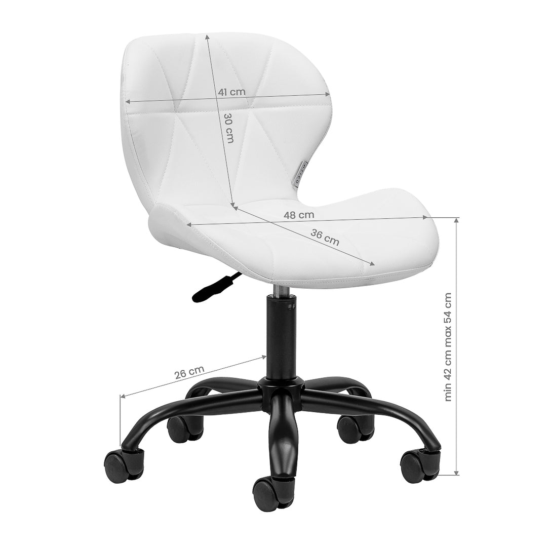 Salonstuhl Höhenverstellbar mit Lehne und Rollen 4Rico QS-06 Schwarz-Weiß - Bild 7