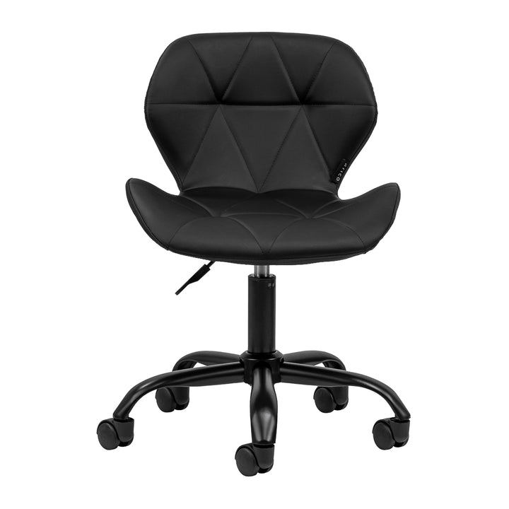 Salonstuhl Höhenverstellbar mit Lehne und Rollen 4Rico QS-06 Schwarz-Schwarz - Bild 2