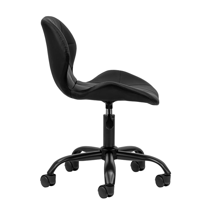 Salonstuhl Höhenverstellbar mit Lehne und Rollen 4Rico QS-06 Schwarz-Schwarz - Bild 3