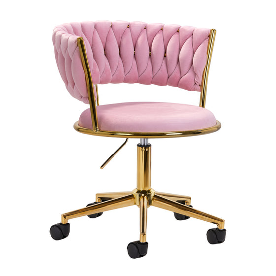 Drehstuhl Höhenverstellbar mit Lehne 4Rico QS-GW01G Samt Rosa