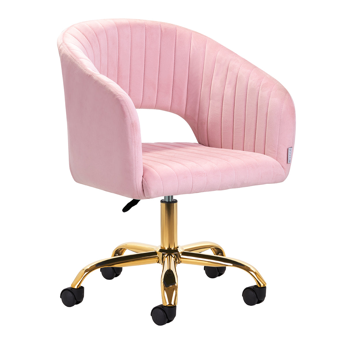 Drehstuhl Höhenverstellbar mit Lehne 4Rico QS-OF212G Samt Rosa