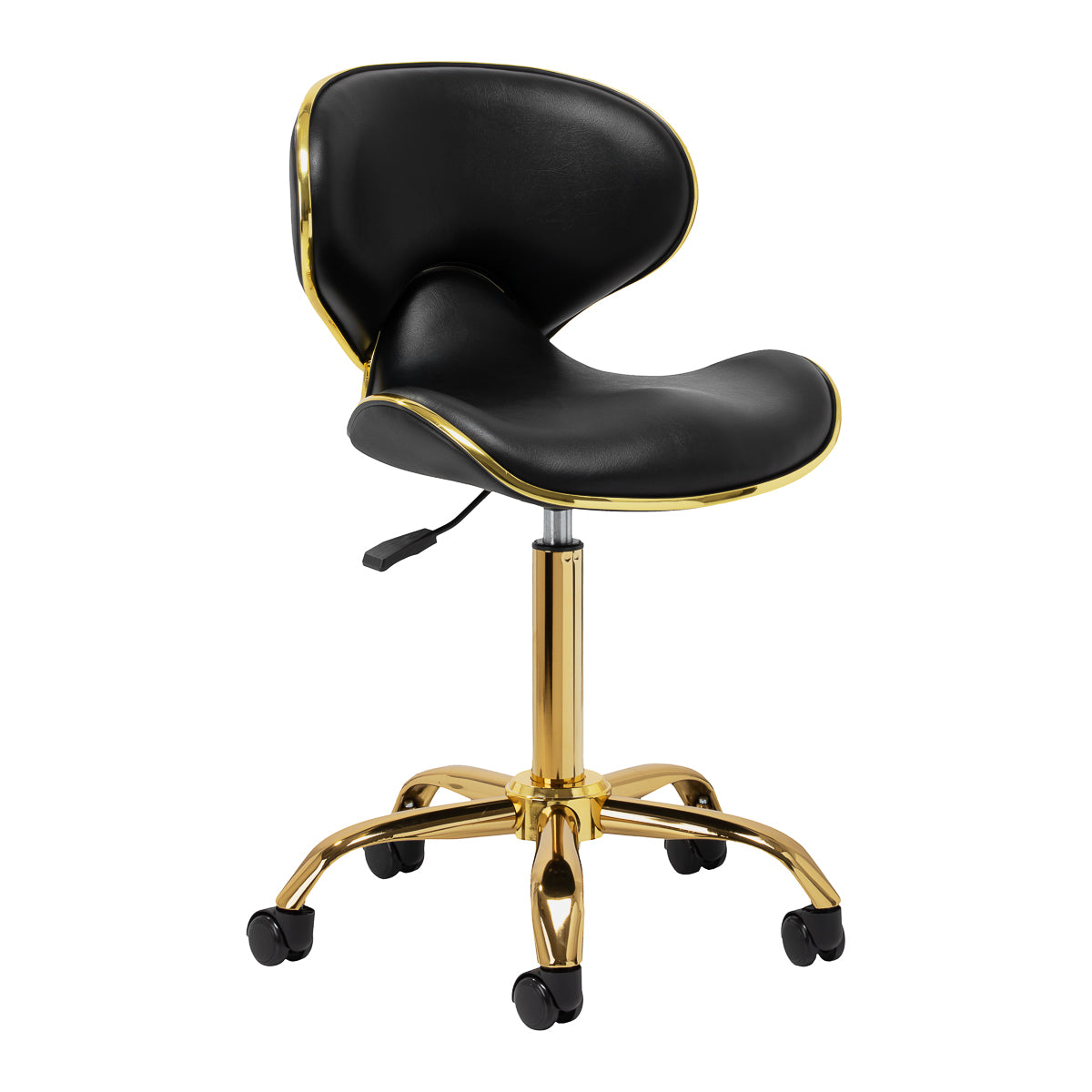 Salonstuhl Höhenverstellbar mit Lehne und Rollen Gabbiano Q-4599G Gold-Schwarz