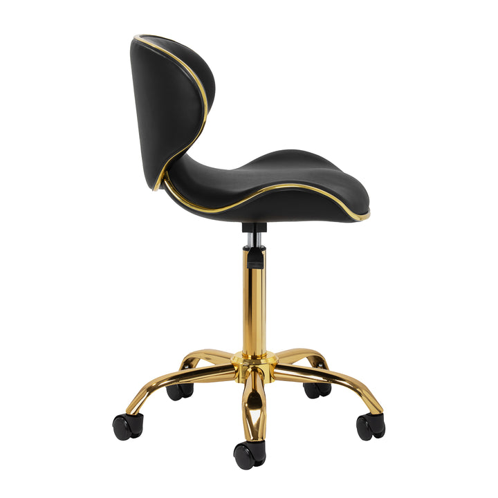 Salonstuhl Höhenverstellbar mit Lehne und Rollen Gabbiano Q-4599G Gold-Schwarz - Bild 2
