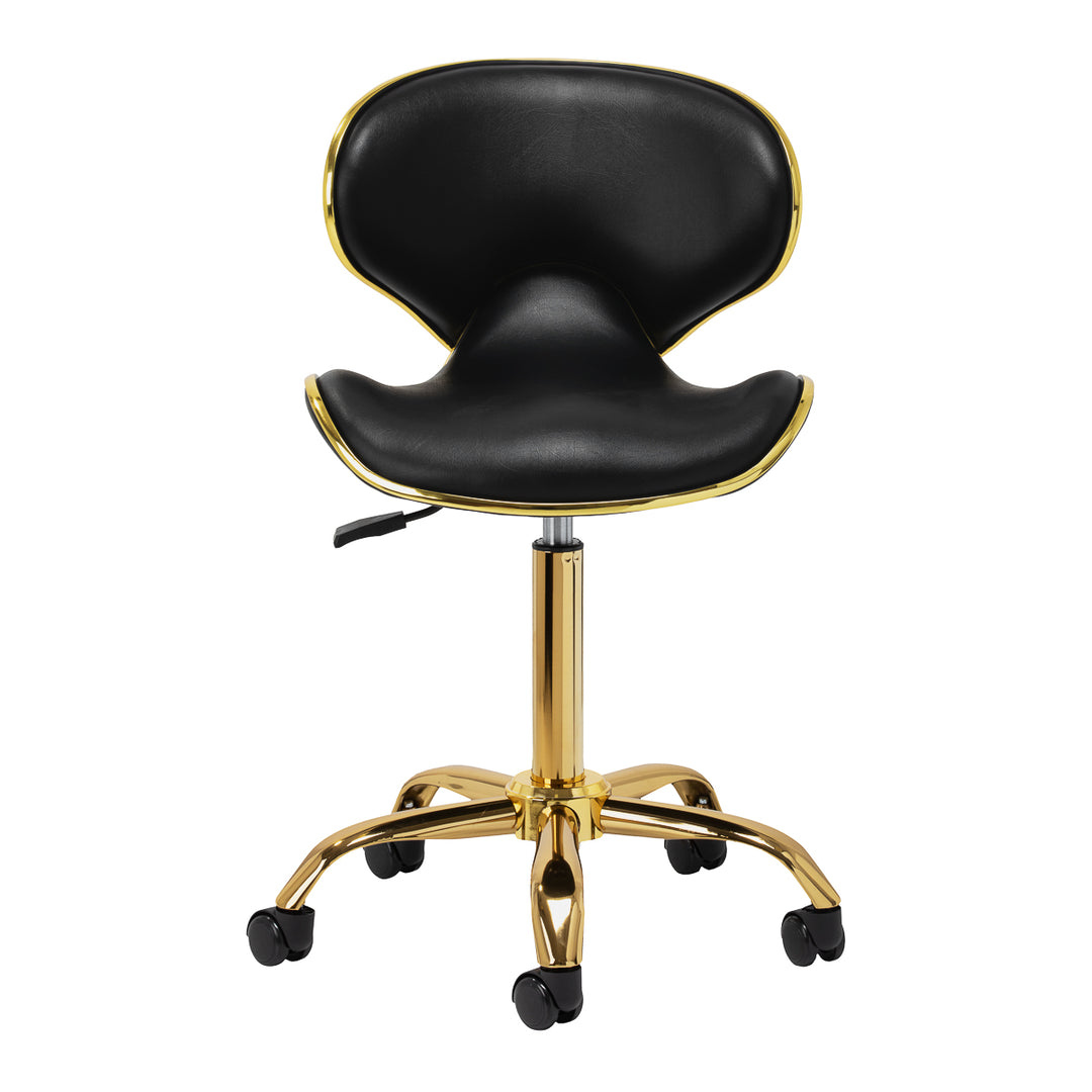 Salonstuhl Höhenverstellbar mit Lehne und Rollen Gabbiano Q-4599G Gold-Schwarz - Bild 3