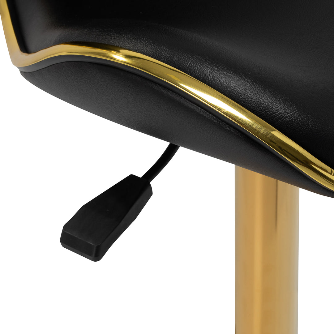Salonstuhl Höhenverstellbar mit Lehne und Rollen Gabbiano Q-4599G Gold-Schwarz - Bild 6