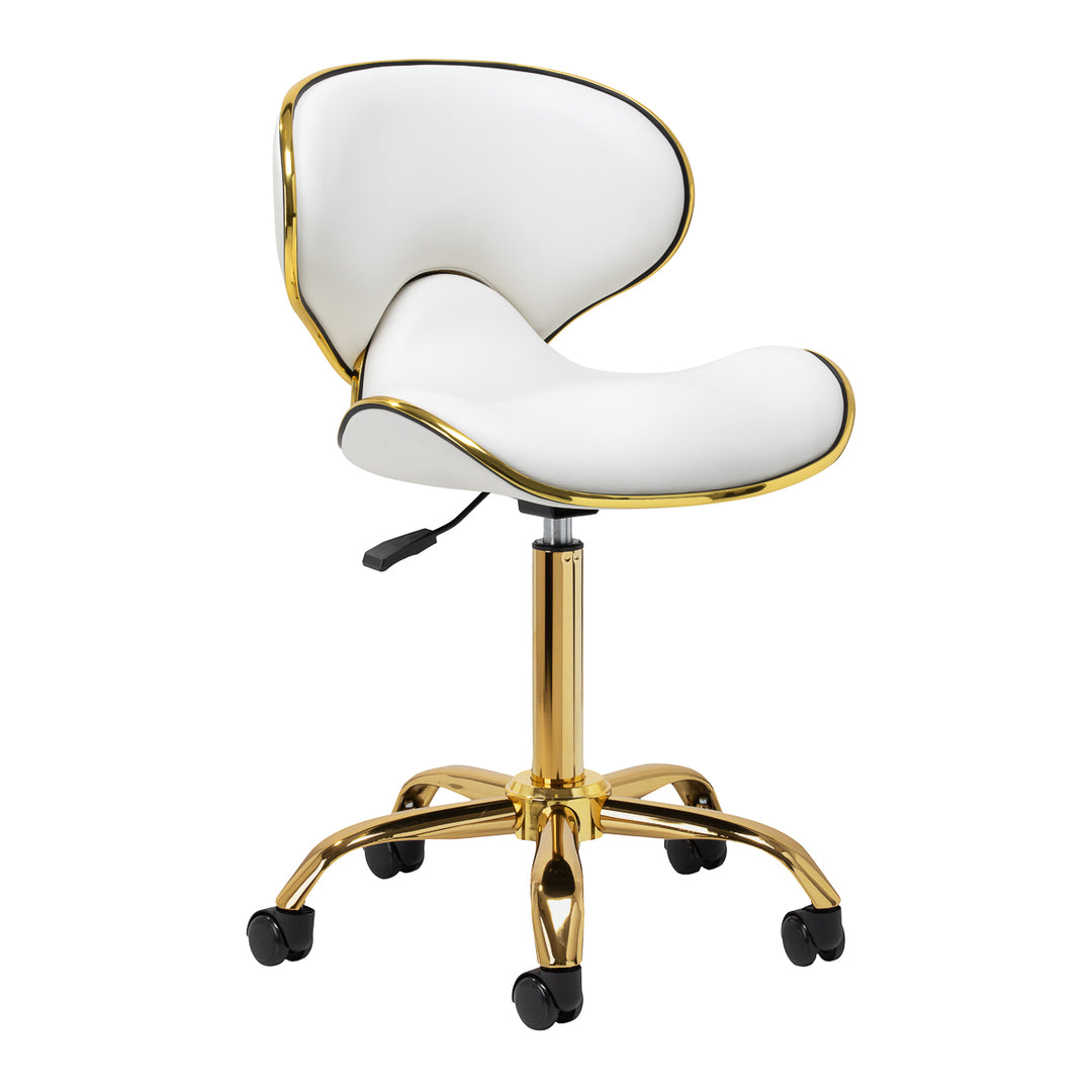 Salonstuhl mit Rollen Verstellbar Gabbiano Q-4599G Gold-Weiß