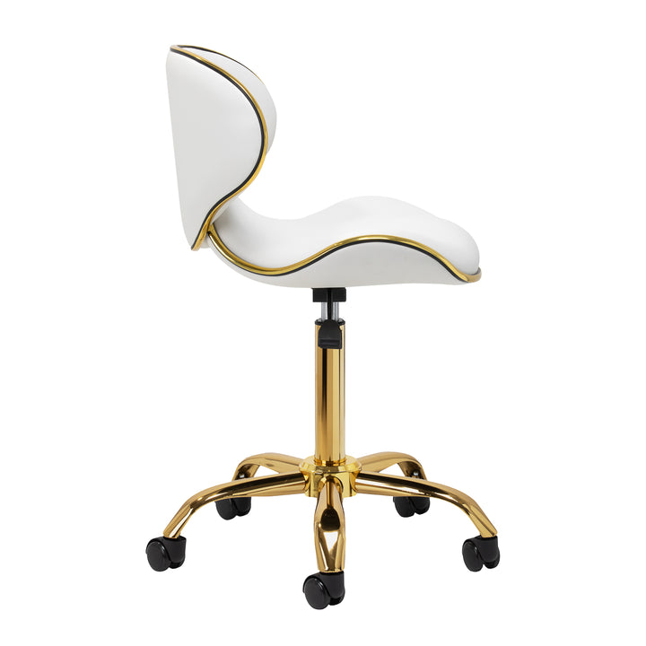 Salonstuhl mit Rollen Verstellbar Gabbiano Q-4599G Gold-Weiß