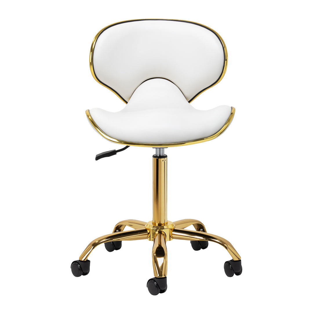 Salonstuhl mit Rollen Verstellbar Gabbiano Q-4599G Gold-Weiß