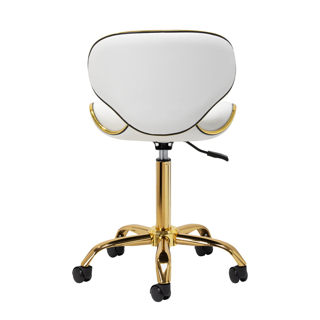 Salonstuhl mit Rollen Verstellbar Gabbiano Q-4599G Gold-Weiß