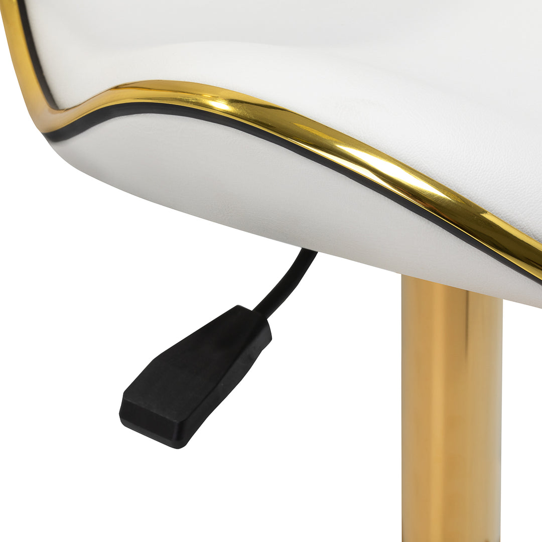 Salonstuhl Höhenverstellbar mit Lehne und Rollen Gabbiano Q-4599G Gold-Weiß - Bild 6