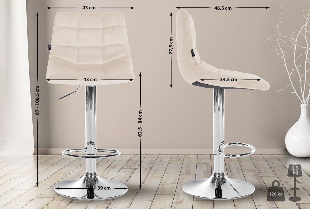 Barhocker 107 Samt Creme - Bild 2
