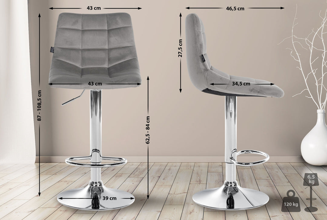 Barhocker 107 Samt Grau - Bild 2