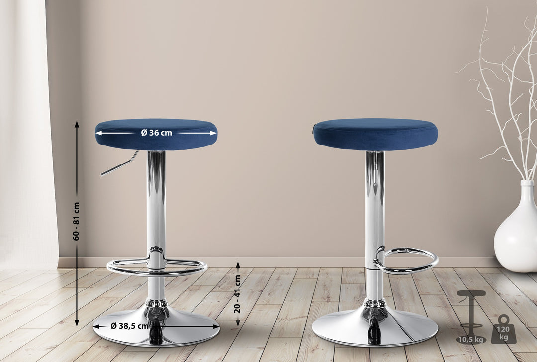 Barhocker 109 Samt Blau - Bild 2