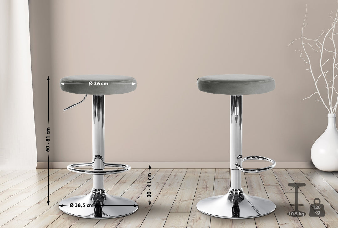 Barhocker 109 Samt Grau - Bild 2