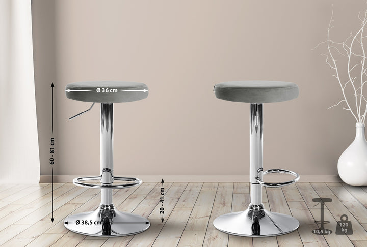 Barhocker 109 Samt Grau - Bild 2
