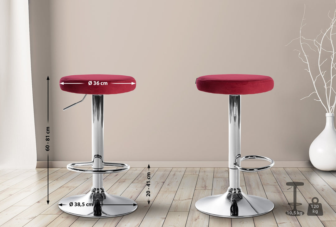 Barhocker 109 Samt Rot - Bild 2