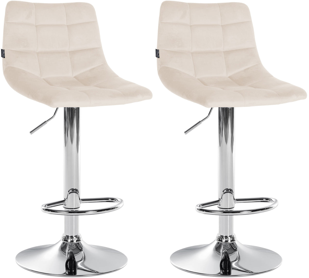2er-Set Barhocker 107 Samt Creme